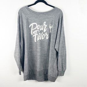 WILDFOX Gray “Pour Favor” Graphic Long Sleeves Sweatshirt, Size XL